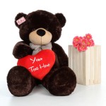 Giant 6 Feet Black Bow Teddy Bear Soft Toy with Personalized Heart